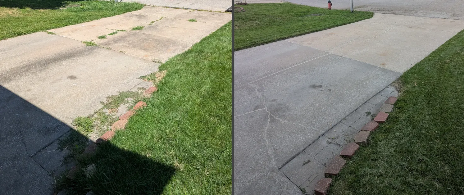 Before and after concrete leveling project