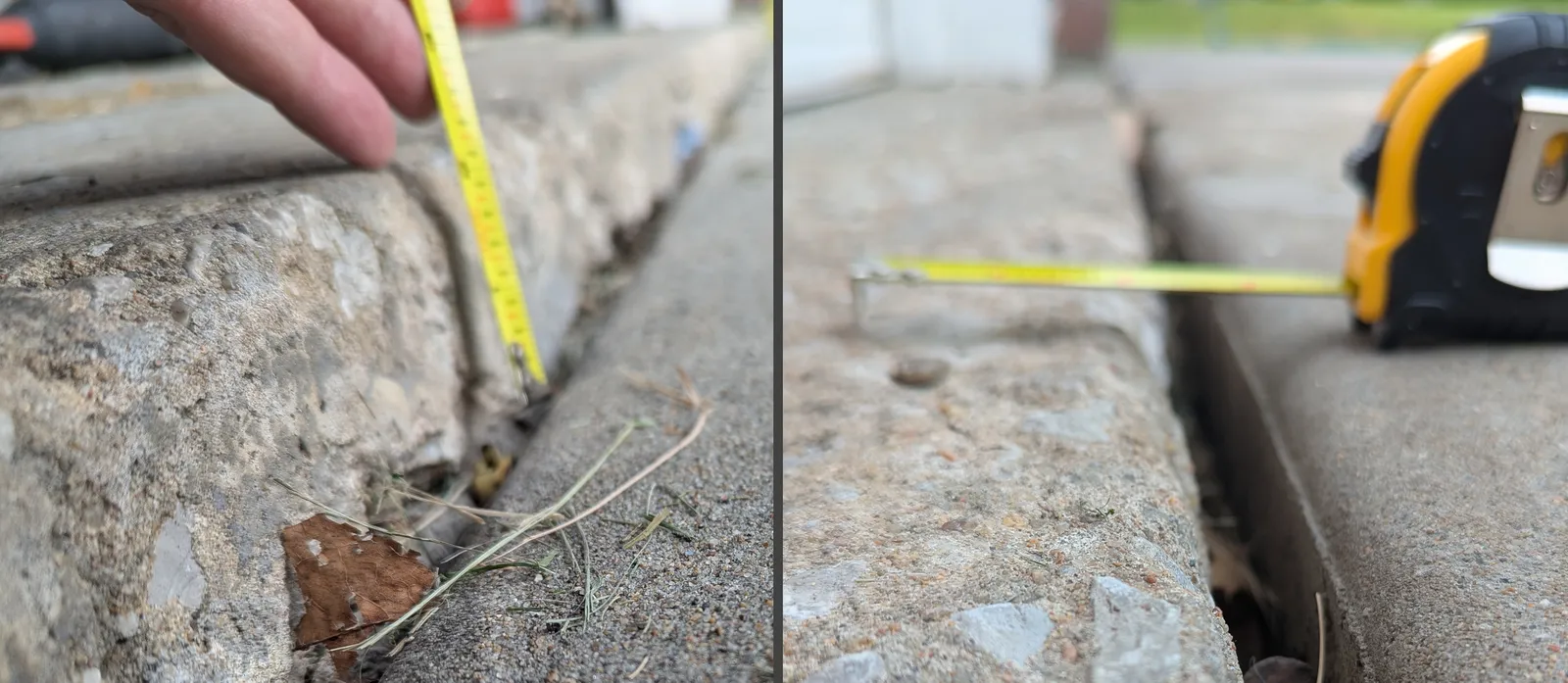 Before and after concrete leveling project