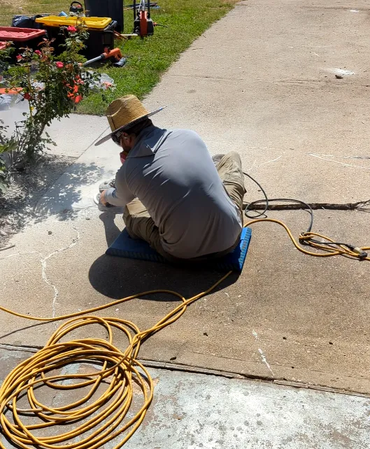 KC Lift & Level beveling the raised concrete edge